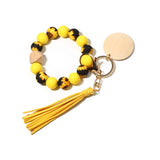 SILICONE BEAD BRACELET KEYCHAIN WITH BEECH WOOD_CWMM6873