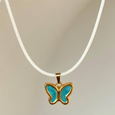 COLORFUL RETRO 3D BUTTERFLY PENDANT NECKLACE_CWMM5664