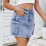Washed American Vintage Denim Cargo Pocket Skirt