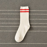 Wo-Striped Preppy Mid-Length Socks_Cwms0995