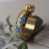 PAINTED FLOWER FLORAL ROSE C SHAPED EARRINGS_CWAJE1620