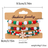 Cwaje2509_Christmas Snowflake Bell Elastic Beaded Bracelet