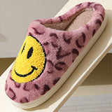 LEOPARD SMILING COTTON FUZZY SLIPPERS WOMEN_CWSHS0278