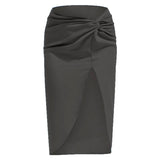IRREGULAR SOLID COLOR SATIN HIP LENGTH SKIRT_CWBSS0389