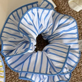 Yellow Stripe Versized Scrunchie Hair Tie_Cwaha5505