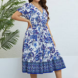 V Neck Fashion Waist Slimming Dress_Cwdsd3377