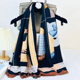 BOLD FLORAL ANIMAL SILK BLEND WRAP_CWASC0890