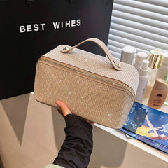 NEW FLAT LARGE CAPACITY SHINY COSMETIC BAG_CWAB4374