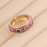 MULTICOLOR OIL DRIP OPEN PERSONALITY HIP HOP RING_CWAJE1743