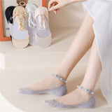 Women Pearl Lace Solid Color Invisible Socks_Cwms0495
