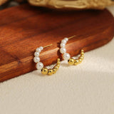 CIRCLE STAINLESS STEEL TWISTED DIAMOND EARRINGS_CWMM3612