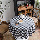 ROUND COTTON AND LINEN PLAID TABLECLOTH_CWMM0974