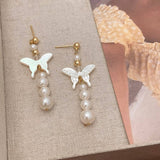 NEW NATURAL MOTHER OF PEARL BUTTERFLY EARRINGS_CWAJE3114