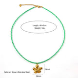 OCEAN STYLE STONE NECKLACE WITH FISH CHARM_CWMM8804