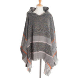 Women Herringbone Pattern Hooded Shawl_Cwasc1202