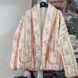 STRIPED FLORAL PRINT LOOSE QUILTED JACKET_CWOJA1552