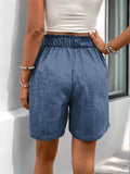 Solid Colored Shorts With Loose Casual Buttons