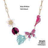 NEW ACRYLIC FLOWER BIRD ALLOY RHINESTONE NECKLACE_CWAJE2945