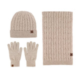 NEW KNITTED HAT SCARF AND GLOVES THREE PIECE SET_CWMM2777
