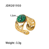 GOLD STAINLESS STEEL INLAID NATURAL STONE RINGS_CWAJE0611