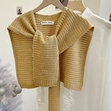 Cwasc03123_Ivory Knit Shawl Cape For Women