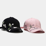 EMBROIDERED PEACH BLOSSOM COTTON BASEBALL CAP CWAH1639