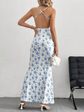 Sweet Fresh Floral Backless Halter Vacation Dress
