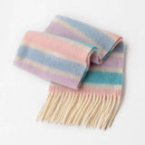 DOPAMINE RAINBOW SCARF FUZZY PLAID WINTER WRAP_CWASC1007