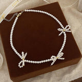 BOWKNOT NECKLACE ALL MATCH HIGH END PEARL NECKLACE_CWAJE3084