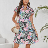 Stylish Matching Color Print Slimming Dress