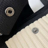 LINEAR DIAMOND KNITTED SHOULDER BAG HANDBAG_CWAB1521