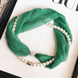 White Pearl Magnetic Skinny Silk Scarf_Cwasc03936