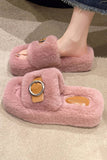 BUCKLE DECOR CRISS CROSS FLUFFY BEDROOM SLIPPERS_CWSHS0224
