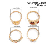 Trendy Retro Geometric Hollow Diamond Ring Set_Cwmm3236