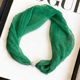 White Pearl Magnetic Skinny Silk Scarf_Cwasc03936