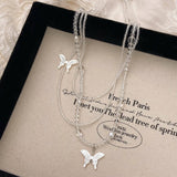 Transparent Crystal Beaded Butterfly Necklace