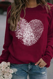 Valentine Day Heart Print Long Sleeved Pullover_Cwtstl0989