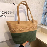 NEW COLOR BLOCK SINGLE SHOULDER STRAW BAG_CWAB1880
