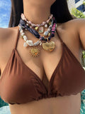 Stainless Steel Ceramic Flower Ribbon Necklace_Cwaje05615
