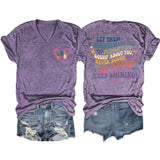 V-Neck And Fun Letters Elegant Womens T-Shirt