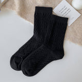 SOLID COLOR TWISTED WOOL MID CALF STACKED SOCKS_CWMS1130