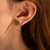 FASHION STEEL GREEN DIAMOND RING STUD EARRINGS_CWAJE1370