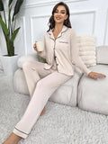 Women Pajama Set Long Sleeve Top And Pants