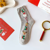 SANTA CLAUS ELK PATTERN CREW SOCKS FOR CHRISTMAS_CWMS0904