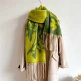 ROSE TASSEL SCARF COLORBLOCK LONG WINTER WRAP_CWASC0986