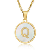 CIRCULAR SHELL ENGLISH LETTER PENDANT NECKLACE_CWAJE0675