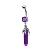 3D DRAGON CLAW NATURAL STONE BELLY BUTTON RING_CWMM9474