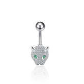 LEOPARD HEAD CZ BELLY RING BOLD PIERCING JEWELRY_CWMM9195