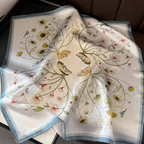 SIMPLE FLORAL SILK SCARF 100 MULBERRY SILK_CWASC0552