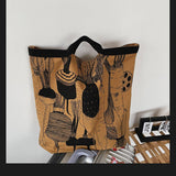 LETTER EMBROIDERED LARGE CAPACITY CANVAS TOTE BAG_CWAB1682